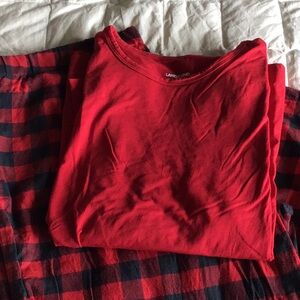 Lands' End Red and Black Plaid Pajama Set